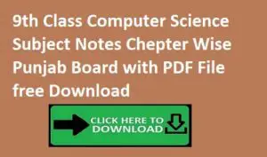 9th Class Computer Science Subject Notes