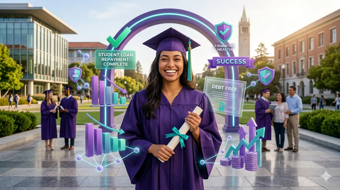 College student in the USA comparing federal and private student loan options on a laptop