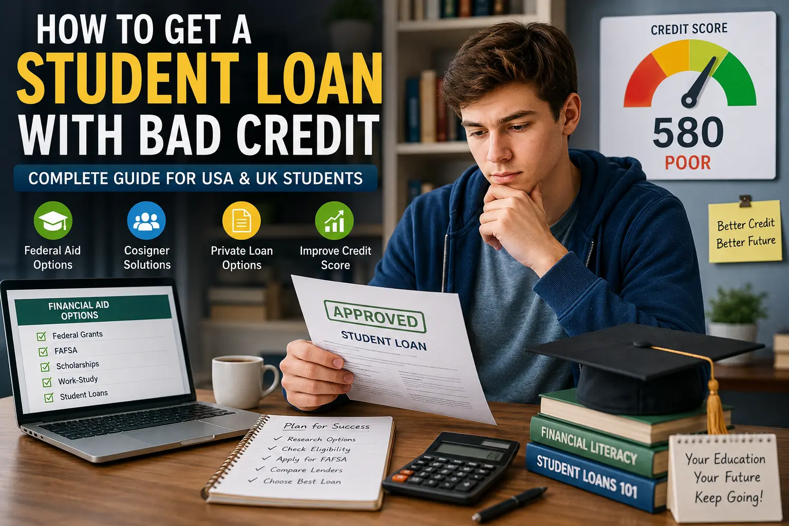 College student and parent discussing cosigner student loan approval options